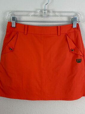 M.U Sports Womens 36 Orange Golf Skort Moose Pocket Embroidery Activewear